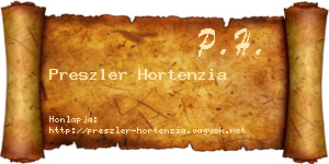 Preszler Hortenzia névjegykártya